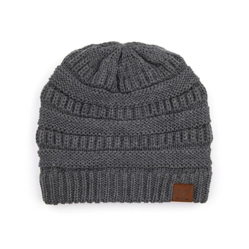 C.C. Classic Knit Beanie NWT One Size Dark Gray